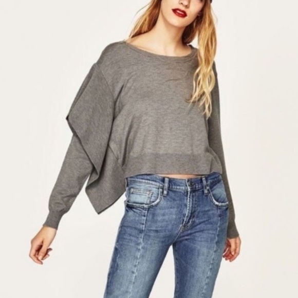 Zara Side Ruffle Knit Sweater - Picture 2 of 3